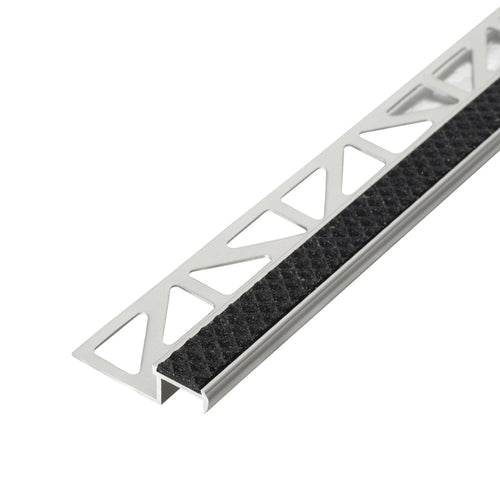 Treppenstufenprofil mit Einlage 13 mm DIAMONDSTEP Aluminium eloxiert neutral black 11mm 250cm