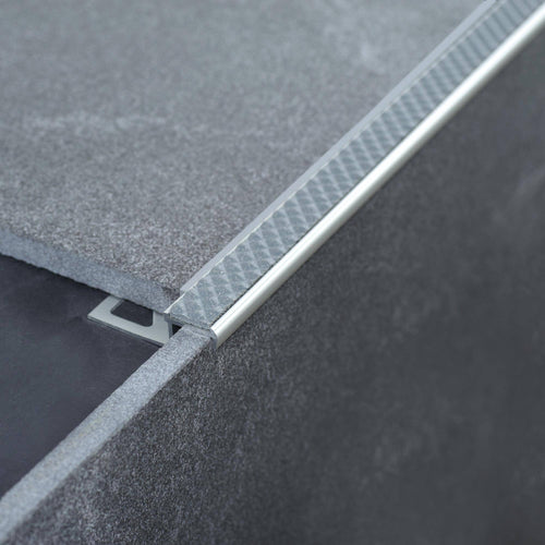 Treppenstufenprofil mit Einlage 13 mm DIAMONDSTEP Aluminium eloxiert mid grey 11mm 250cm