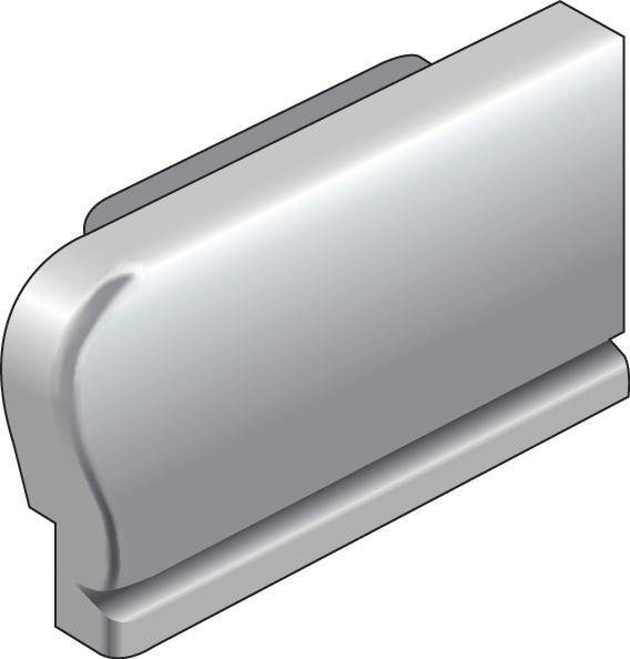 Endkappe rechts DIAMONDSTEP Aluminium eloxiert silber 11mm