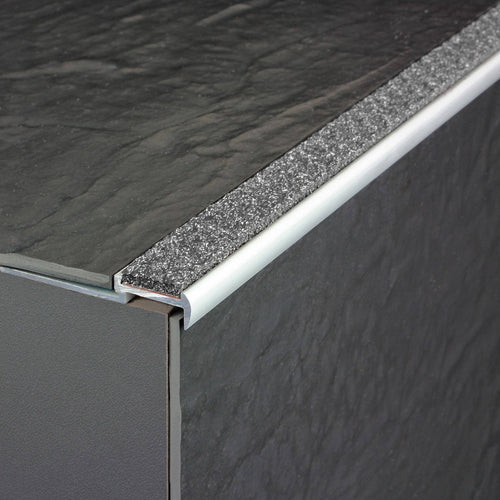 Treppenstufenprofil mit Einlage 13 mm DIAMONDSTEP Aluminium eloxiert anthrazit 11mm 250cm