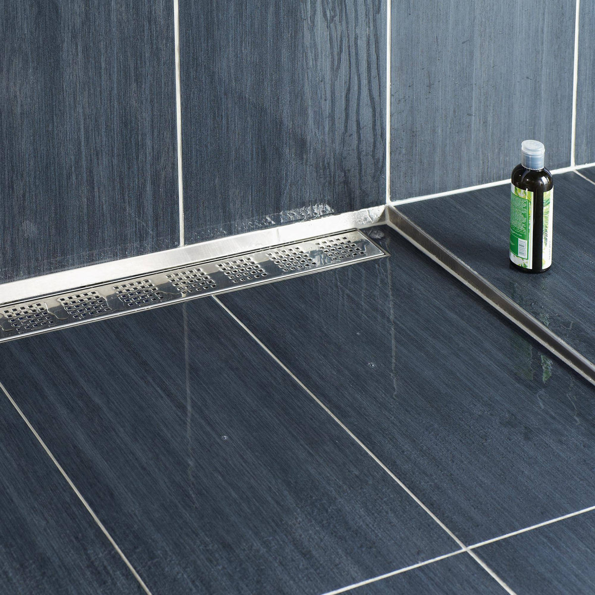 Cale de pente DURAL pour recevoir le verre à gauche SHOWER-GK GLAS FLOOR acier inoxydable (V2A/304) brossé 19mm 98cm