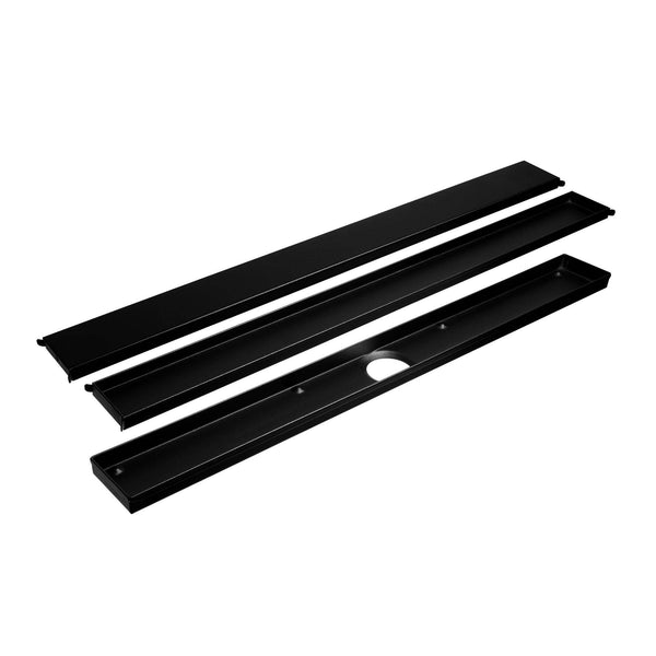 Caniveau DURAL Doubleface MYVARIO-LINE acier inoxydable (V2A/304) noir mat RAL 9011 structuré 60cm