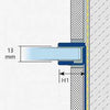 LED Glasaufnahmeprofil SHOWER-GK GLAS WALL LED Edelstahl (V2A/304) gebürstet 19mm 220cm