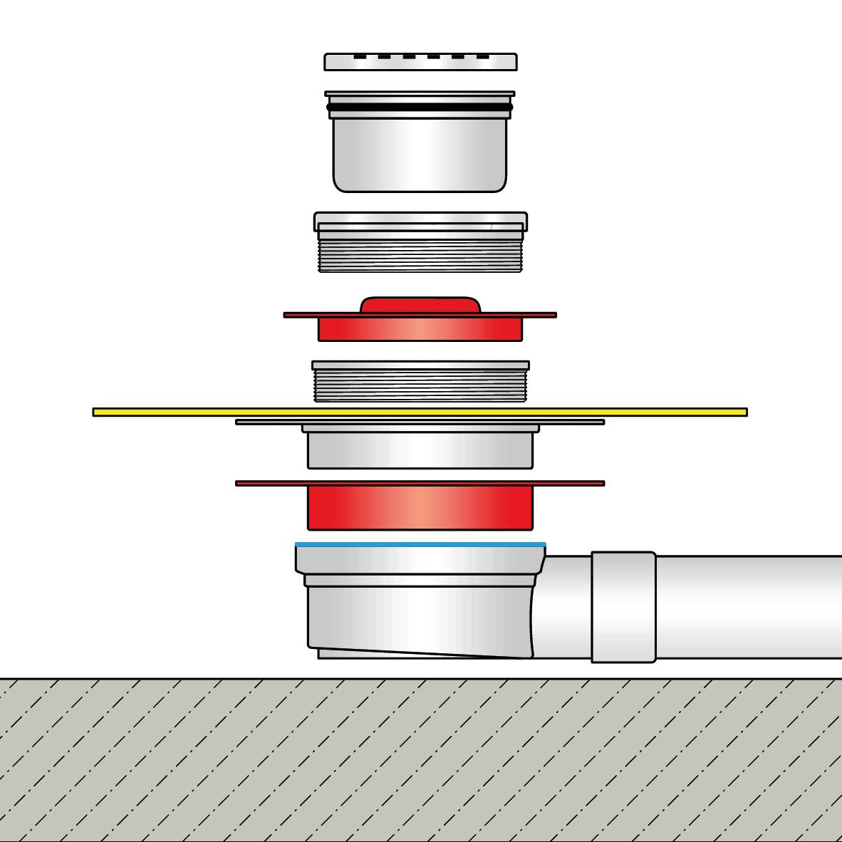 Bodenablauf Komplettset Komplettset mit Folie TI-DRAIN 15mm 15cm