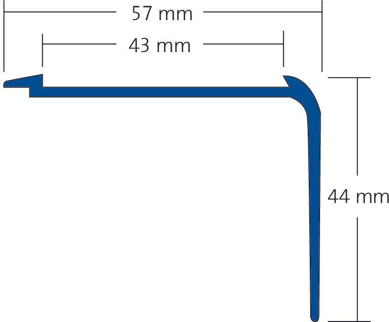 DURAL Profilé pour marches d'escalier pour 1 x garniture 43 mm TREDSAFE aluminium anodisé argent 44mm 250cm