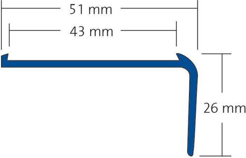 DURAL Profilé pour marches d'escalier pour 1 x garniture 43 mm TREDSAFE aluminium anodisé argent 26mm 250cm