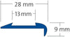 DURAL Profilé pour marches d'escalier pour 1 x garniture 13 mm TREDSAFE Caoutchouc argenté anodisé 9mm 250cm