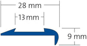 Treppenstufenprofil für 1 x Einlage 13 mm TREDSAFE Kautschuk silber eloxiert 9mm 250cm