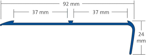 DURAL Profilé pour marches d'escalier pour 2 x insert 37 mm TREDSAFE Aluminium anodisé argent 24mm 250cm