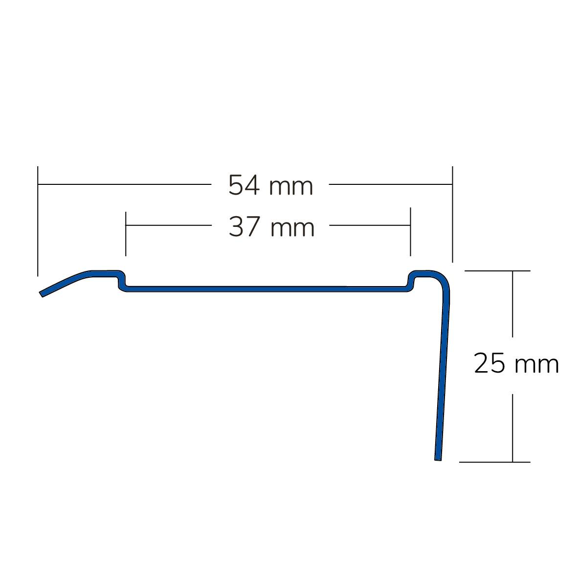 Treppenstufenprofil für 1 x Einlage 37 mm TREDSAFE 25mm 250cm