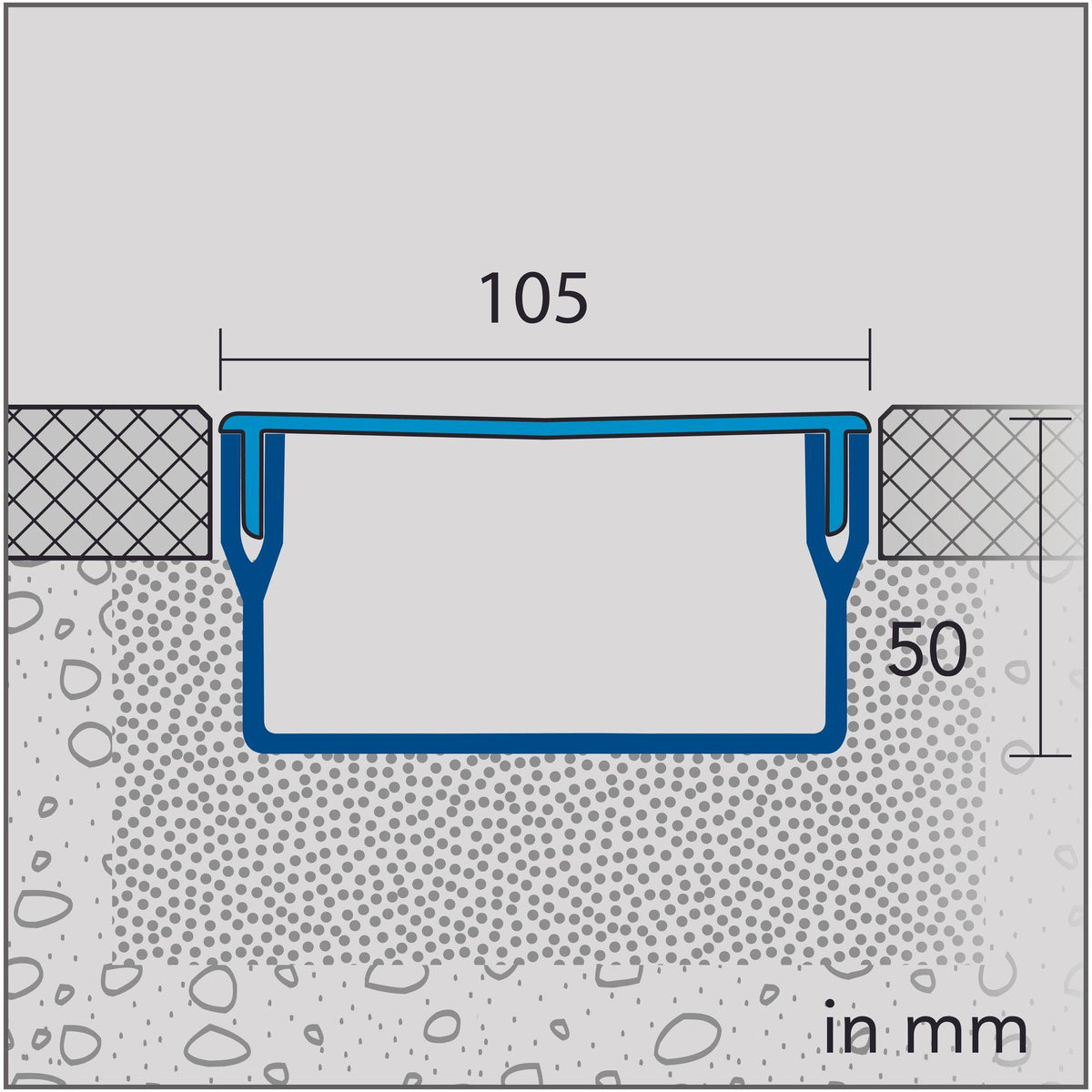 Caniveau de drainage DURAL U-DRAIN PRO aluminium anodisé argent 50mm 200cm